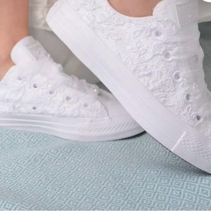 Wedding Converse Lace Low Top, Ivory, Shoes for Bride